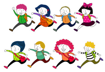 School children running