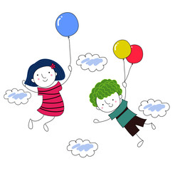 boy and girl with balloon