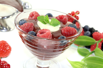 rote Grütze mit Vanillesoße