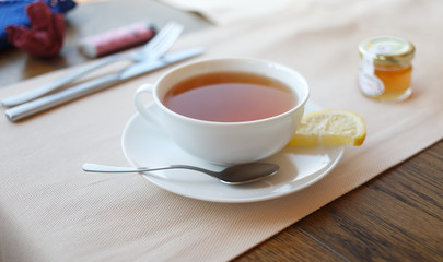 Cup of tea with lemon