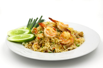 Fried rice with shrimp ,Thai cuisine.