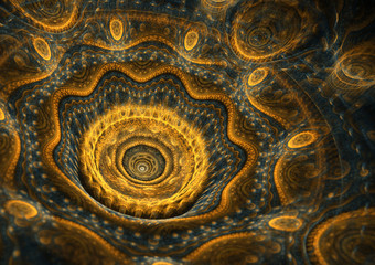 Steampunk Flower - Golden floral abstract fractal