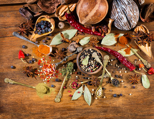 Naklejka na ściany i meble Various Spices, top view