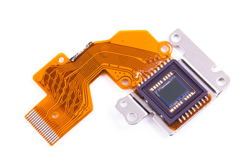1-2.7 inch image sensor from compact camera. Isolated on white.