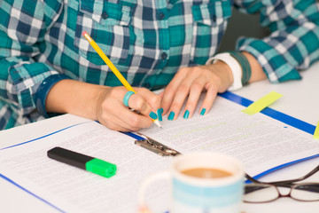 Young student learning