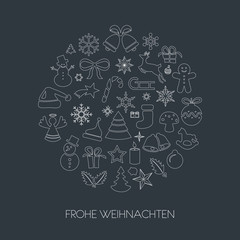 Frohe Weihnachten Ornament Icons Karte Hintergrund