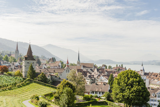 Stadt Zug, Altstadt, Zugersee, Aussichtspunkt, Sommer, Schweiz