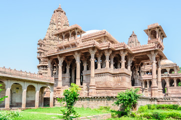 Ancient rock curved temples of Hindu Gods and godess