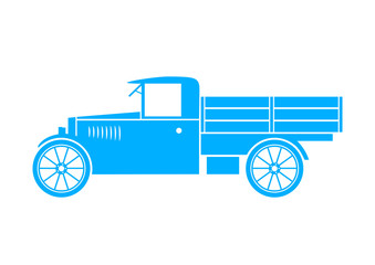 Blue truck on white background