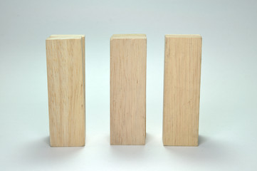 Three wooden blog sticks