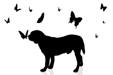 Vector silhouette of a dog.