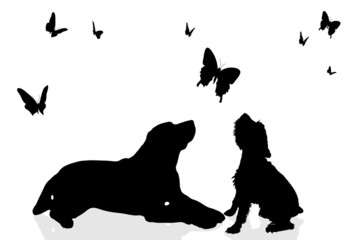 Vector silhouette of a dog.