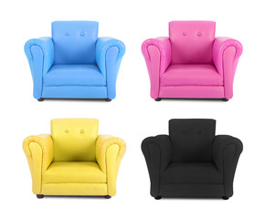 Four armchairs with the colors of four-color process