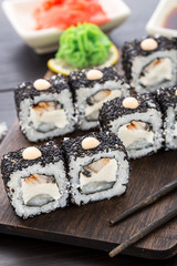 Sushi rolls with eel and creamcheese