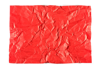 Red wrinkled sheet of paper isolated