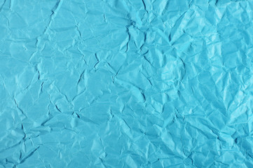Abstract of wrinkled blue paper
