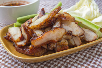charcoal-boiled pork neck,Grill pork (Thai style food)