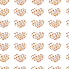 Seamless repeating pattern of abstract hearts with thin lines