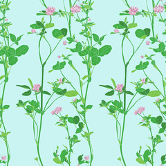 Vector seamless pattern with drawing clovers