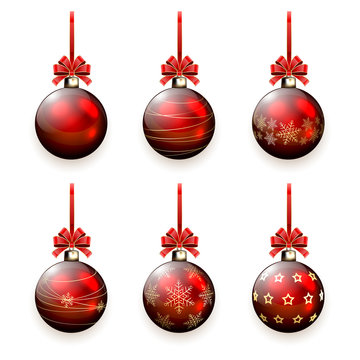 Set of Christmas balls with bow