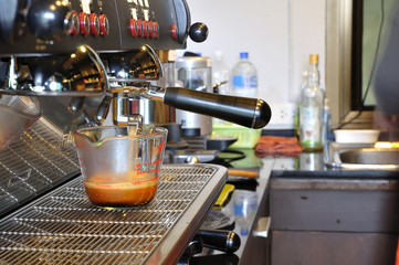 Making fresh coffee via steaming machines,