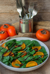 spinach salad and persimmon