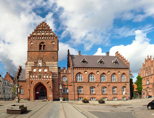 Roskilde - square and Old Town Hall, Denmark