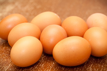Chicken eggs of brown color