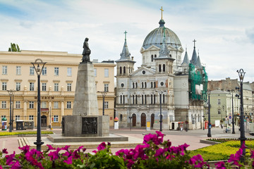 Freedom Square (Plac Wolnosci) in the city of Lodz, Poland - obrazy, fototapety, plakaty