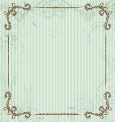 The  vintage background with old wallpaper and frame