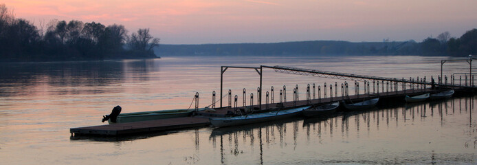 Po a Cremona, tramonto