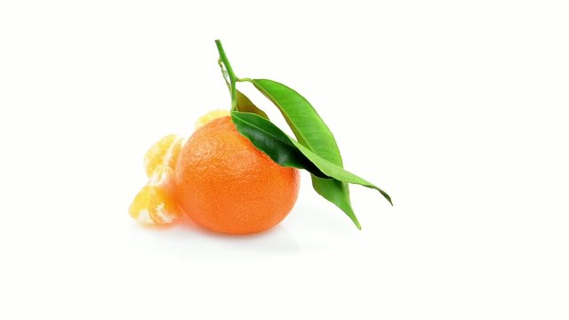 Clementine rotating on white background