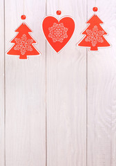 Christmas decoration  over wooden background