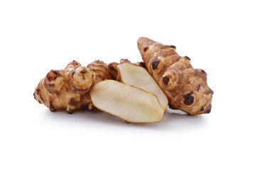 Jerusalem artichoke on a white background