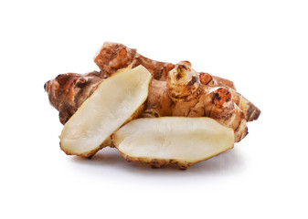 Jerusalem artichoke on a white background