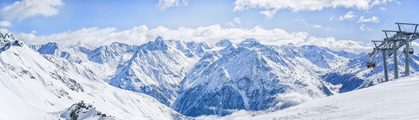 Alpe mountains winter view.