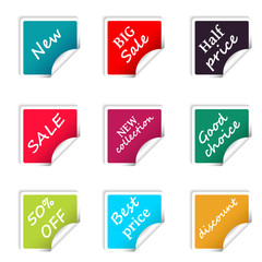Set of web sale square stickers for online shop
