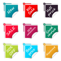 Set of sale square stickers web shop