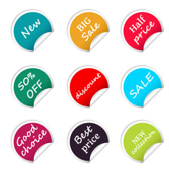 Set of web sale circle stickers for online shop