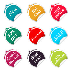 Set of sale stickers web shop