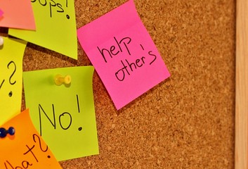 Notice board with sticky note pads