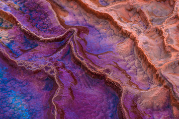 Layers of limestone travertine near the Crystal Geyser Utah Clos