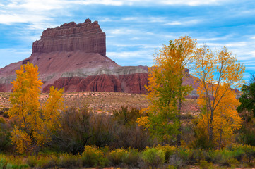 Wild Horse Butte Fall Colors and Beautiful Dramatic Sky Utah Lan