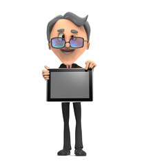 3d Business man with wireless technology