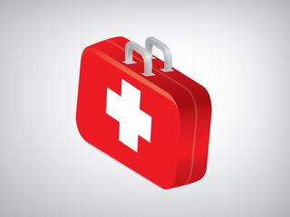 Red first aid bag on a white background, eps10