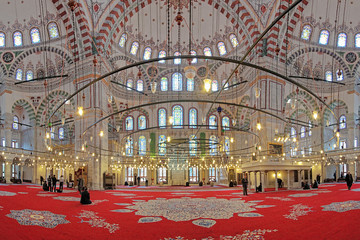 Interior of Fatih Mosque in Istanbul, Turkey