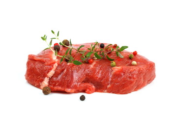 Juicy, fresh beef steak with spices, horizontal