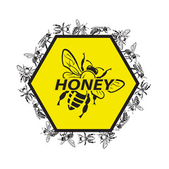 design with bee and honeycomb