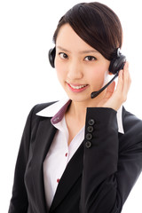asian businesswoman on white background