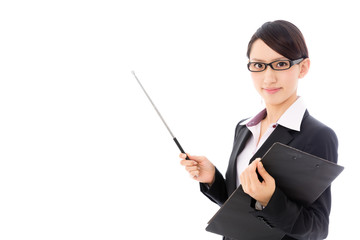 asian businesswoman on white background